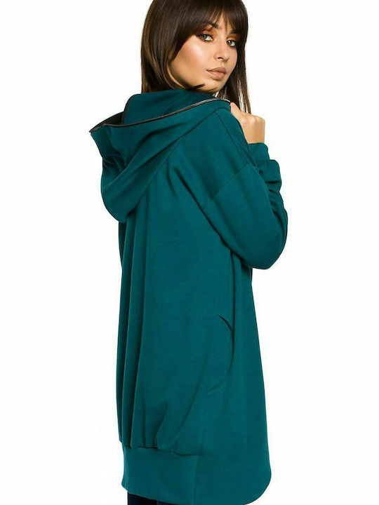 BeWear Women's Long Hooded Cardigan Green