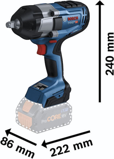 Bosch GDS 18V-1000 Brushless Μπουλονόκλειδο Μπαταρίας 18V 2x8Ah με Υποδοχή 1/2"