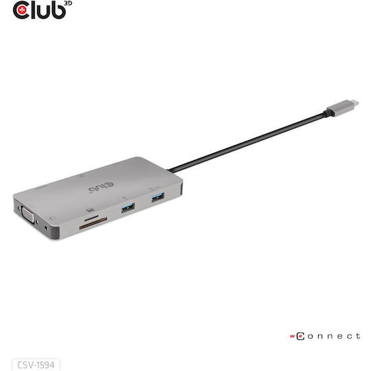 Club3D USB-C Docking Station mit HDMI Ethernet Silber (CSV-1594)