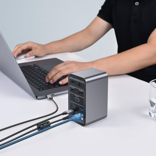 Choetech USB-C Docking Station με HDMI 4K PD Ethernet Μαύρο (HUB-M21)