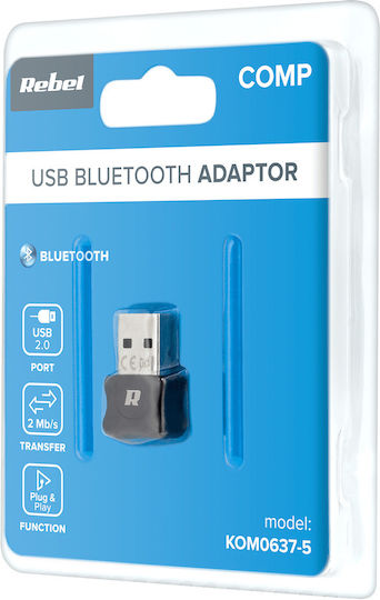 Rebel USB Bluetooth 5.0 Adapter με Εμβέλεια 10m (KOM0637-5)