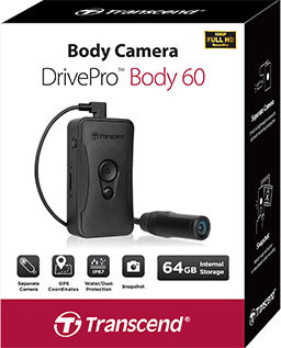 Transcend Drivepro Body 60 64GB Action Camera Full HD (1080p) και Wi-Fi Μαύρη