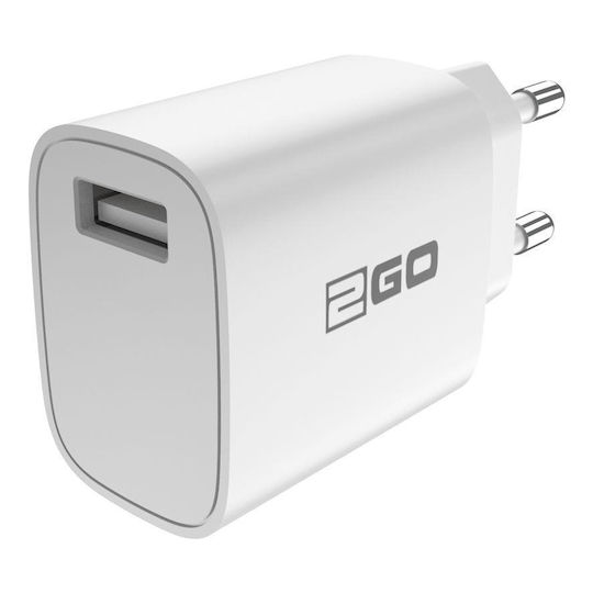 2GO Φορτιστής με Θύρα USB-A και Καλώδιο Lightning Λευκός (797253)