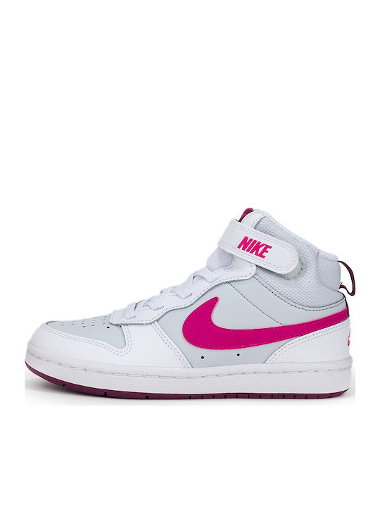 Court Borough Kids Sports Shoes with Hoop & Loop Closure White