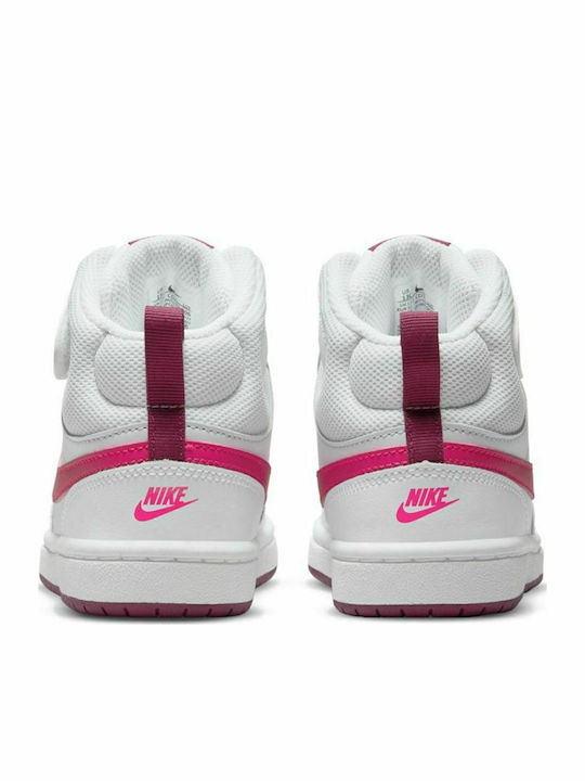 Court Borough Kids Sports Shoes with Hoop & Loop Closure White