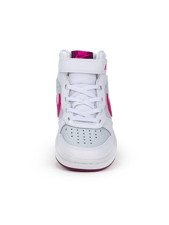 Court Borough Kids Sports Shoes with Hoop & Loop Closure White