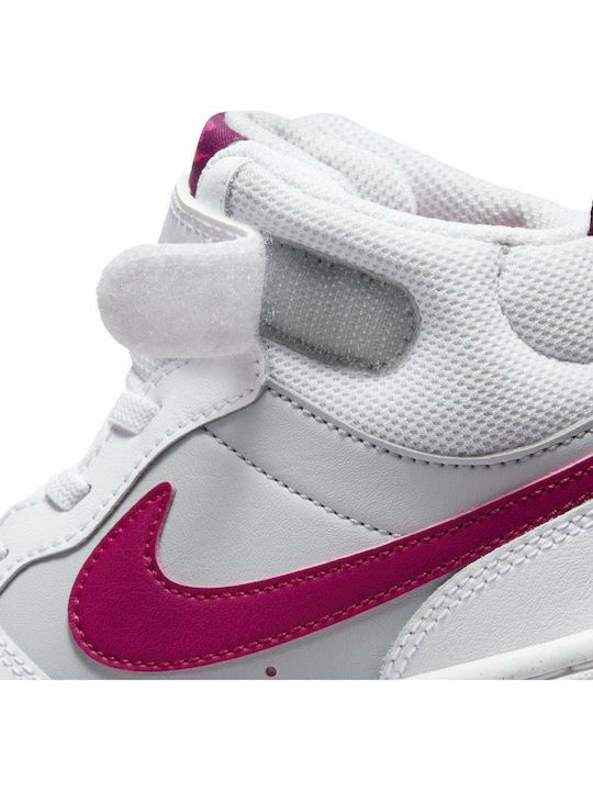 Court Borough Kids Sports Shoes with Hoop & Loop Closure White
