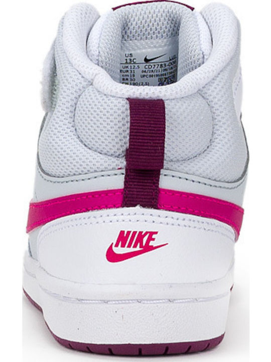Court Borough Kids Sports Shoes with Hoop & Loop Closure White