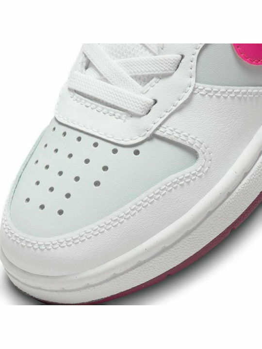 Court Borough Kids Sports Shoes with Hoop & Loop Closure White