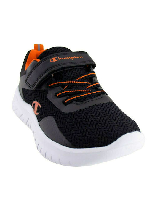 Kids Sports Shoes Running with Hoop & Loop Closure Black