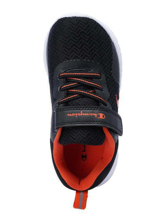 Kids Sports Shoes Running with Hoop & Loop Closure Black