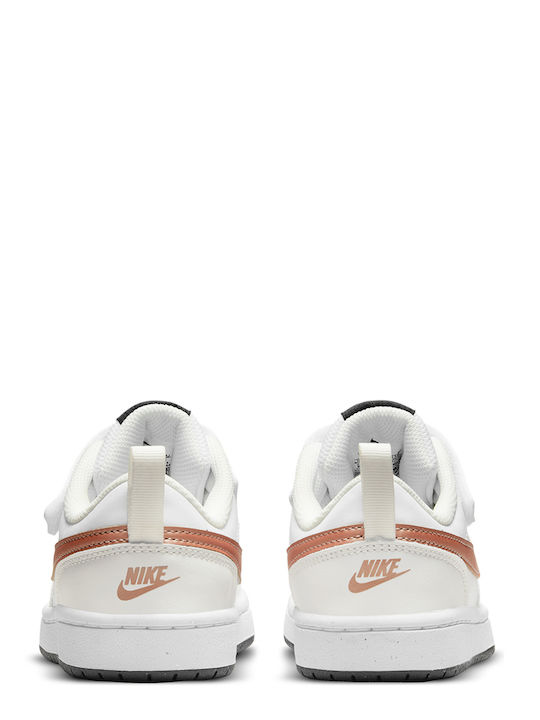 Court Court Borough Low 2 Kids Sports Shoes Basketball with Hoop & Loop Closure White / Metallic Bronze / Summit White
