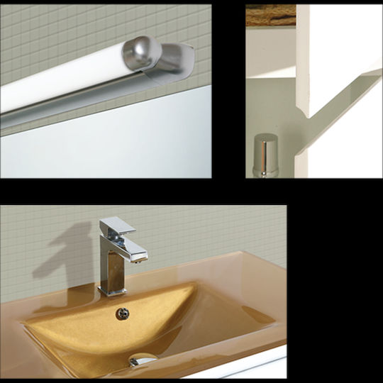 Pro Bagno Нищо 909B Шкаф със Мивка & Огледало със светлина Д90xШ46xВ83см Бял
