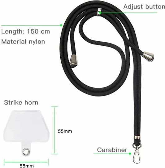 TelForceOne Universal Lanyard Neck Strap for Mobile Phones Black