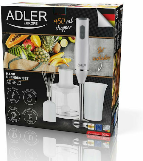 Adler Ραβδομπλέντερ με Ανοξείδωτη Ράβδο 800W Λευκό