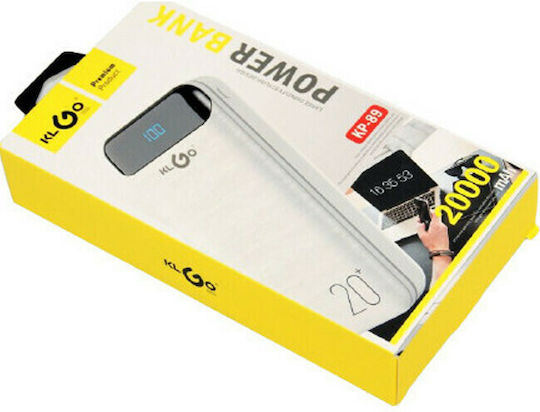 KLGO KP-89 Power Bank 20000mAh with USB-A Port White