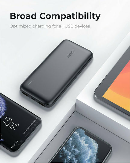 Aukey PB-N73s Power Bank 10000mAh 20W with 2 USB-A Ports and USB-C Port Power Delivery / Quick Charge 3.0 Black
