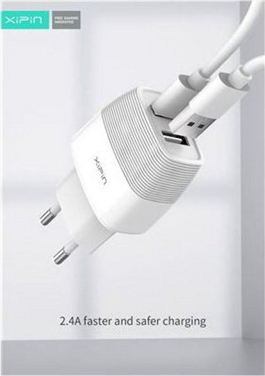 Xipin Φορτιστής και Καλώδιο Lightning Λευκός (EU-11T)