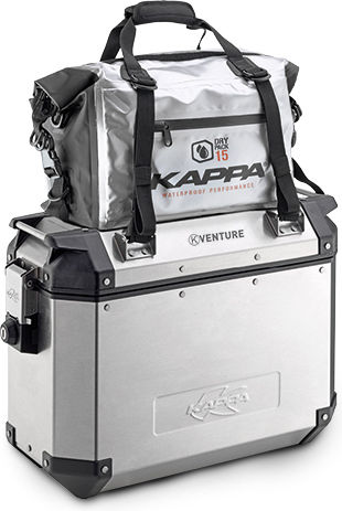 Kappa Moto K-Venture Monokey Σετ Πλαϊνές Βαλίτσες Μοτοσυκλέτας Αλουμινίου 37lt σε Ασημί Χρώμα