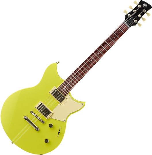 Yamaha Revstar RSE20 Elektrische Gitarre SG mit HH Tonabnehmerkonfiguration Neon Yellow mit Tasche G000.00268