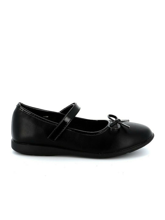 Balerini copii Anatomic cu închidere Hoop & Loop de Piele Negre