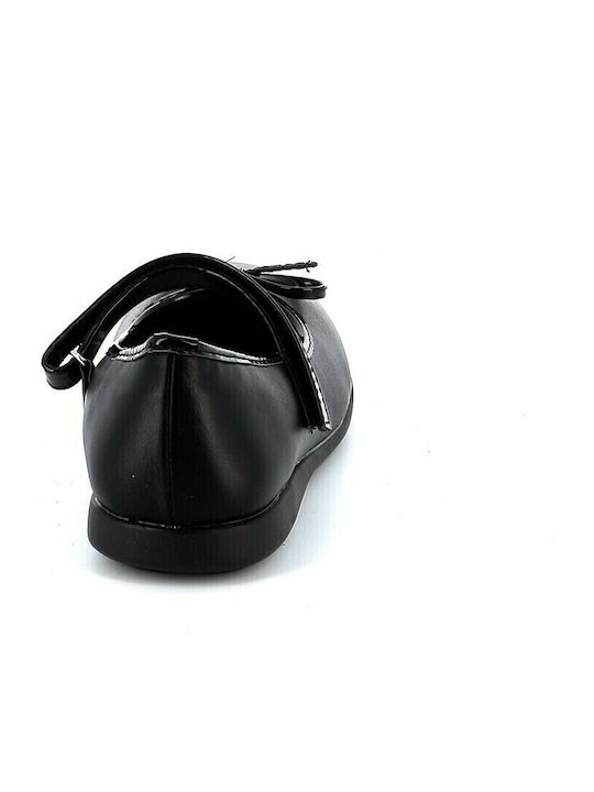 Balerini copii Anatomic cu închidere Hoop & Loop de Piele Negre