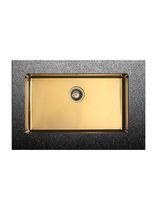 Fortinox Squadro 28075-211 Undermount Sink Inox Brushed W74xD44cm Gold Brushed PVD