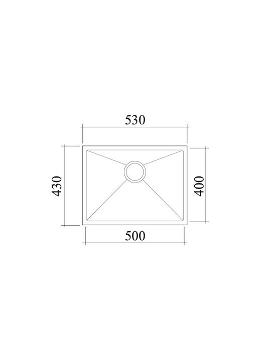 Macart Quattro Ένθετος Νεροχύτης Inox Σατινέ Μ50xΠ40cm Ασημί