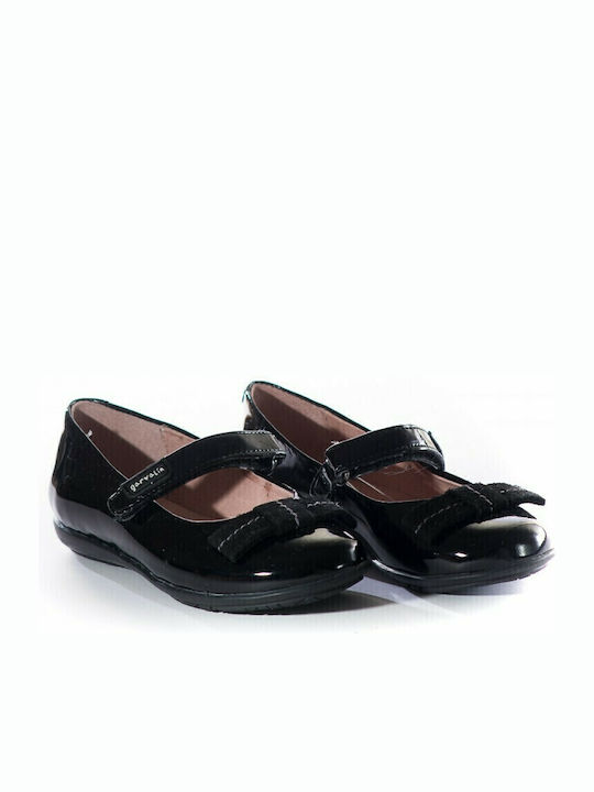 Kids Anatomic Patent Leather Ballerinas with Hoop & Loop Closure Black