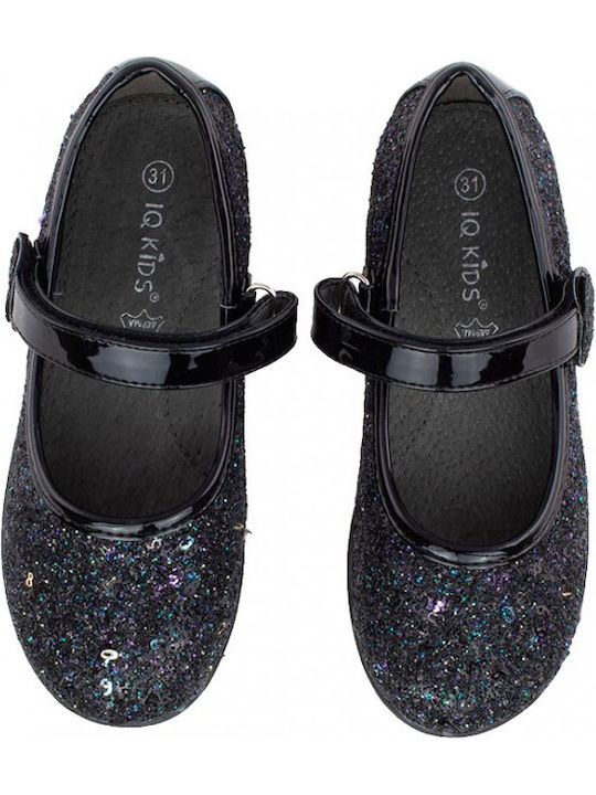Kids Ballerinas Gioula 14 with Hoop & Loop Closure Black