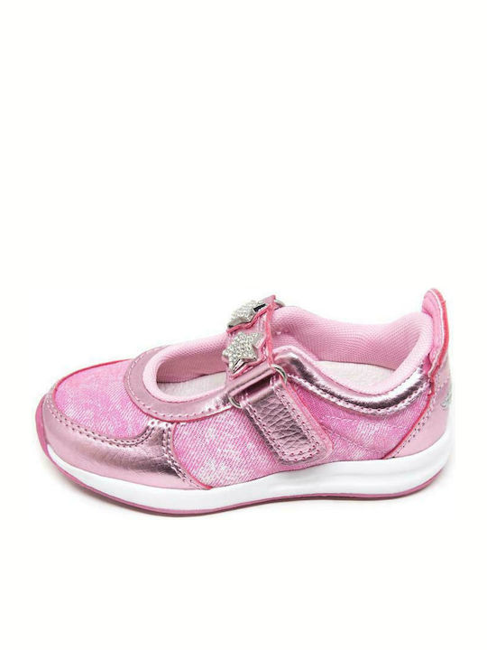 Kids Leather Ballerinas Colorissima Dolly with Hoop & Loop Closure Pink