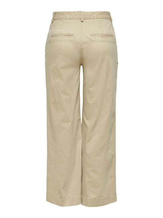 Hw Damen Hoch tailliert Capri Chino Hose in Geradem Schnitt Beige