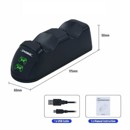 Dobe Charging Dock Charging Station for 2 controllers PS4 with LED lighting Black