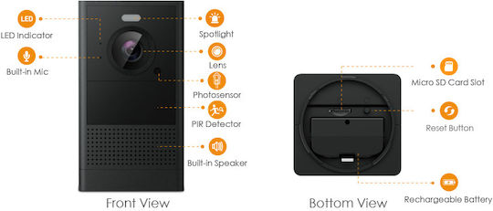 Imou Cell 2 IPC-B46LP IP Κάμερα Παρακολούθησης Wi-Fi Full HD+ 4MP Αδιάβροχη Μπαταρίας με Αμφίδρομη Επικοινωνία και Φακό 2.8mm