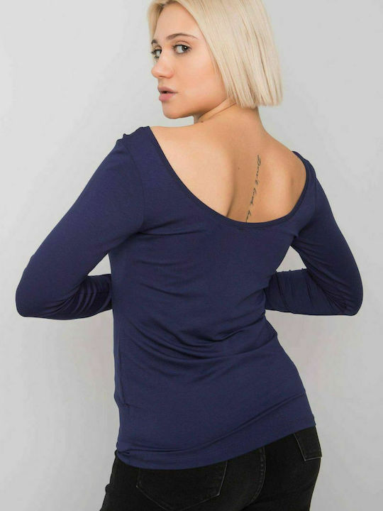 Fancy Women's Blouse Long Sleeve Navy Blue