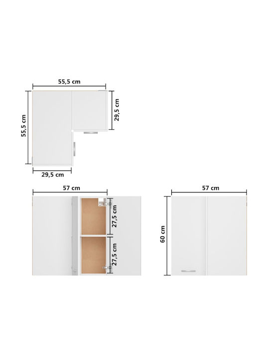 Corner Cabinet Wall White 57x57cm