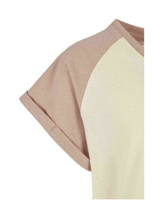 Kinder-T-Shirt White Sand/Dusk Rose