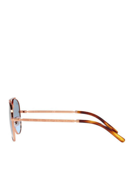 Ray Ban Aviator Unisex Sunglasses with Rose Gold Metallic Frame and Blue Gradient Lens RB3625 9202/3F