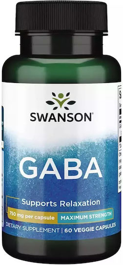 Swanson GABA 750mg Supplement for Sleep 60 veg. caps