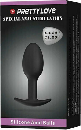 Pretty Love Heavy Ball Silicone Butt Plug Medium Πρωκτική Σφήνα Medium Black 8.4cm