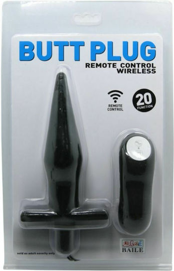Baile Vibrating Plug Remote Control Wireless Anal Vibrator Black 16.5cm