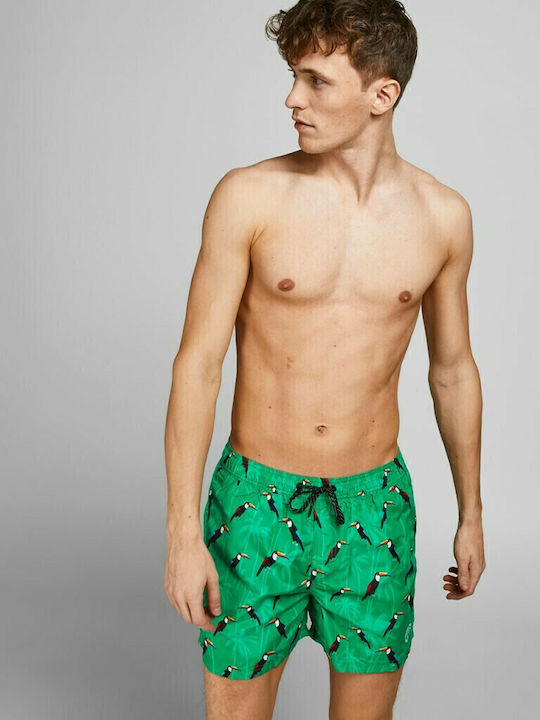 Crete Men's Swimwear Shorts Green with Patterns