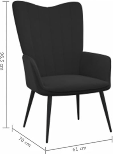 Μπερζέρα με Υποπόδιο Βελούδινη Μαύρη 61x70x96.5cm