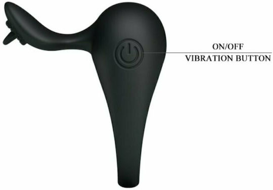 Pretty Love Vibrating Silicone Ring with Tongue Black