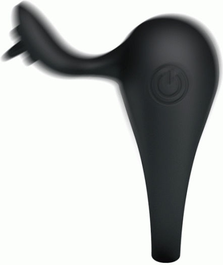 Pretty Love Vibrating Silicone Ring with Tongue Black