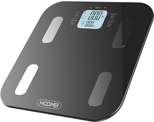 Hoomei Digitale Badezimmerwaage 180kg mit Körperfettmessung Schwarz HM-1560
