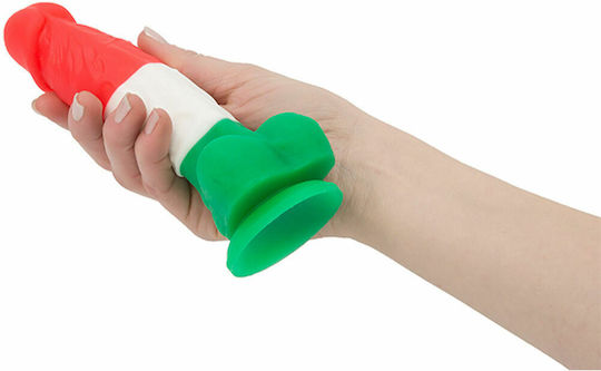 BMS Factory Addiction Leonardo Ρεαλιστικό Dildo με Όρχεις και Βεντούζα Red White & Green 18cm