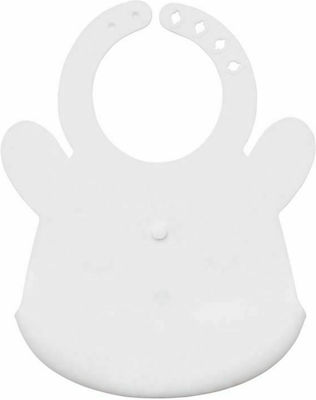 Tiny Twinkle Bunny Waterproof Bib Silicone with Button & Pocket White for 4 m+