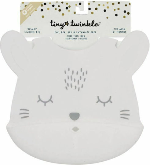 Tiny Twinkle Bunny Wasserdicht Lätzchen Silikon mit Taste & Tasche Weiß für 4 m+