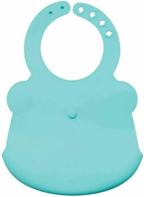 Tiny Twinkle Bear Waterproof Bib Silicone with Button & Pocket Mint for 4 m+